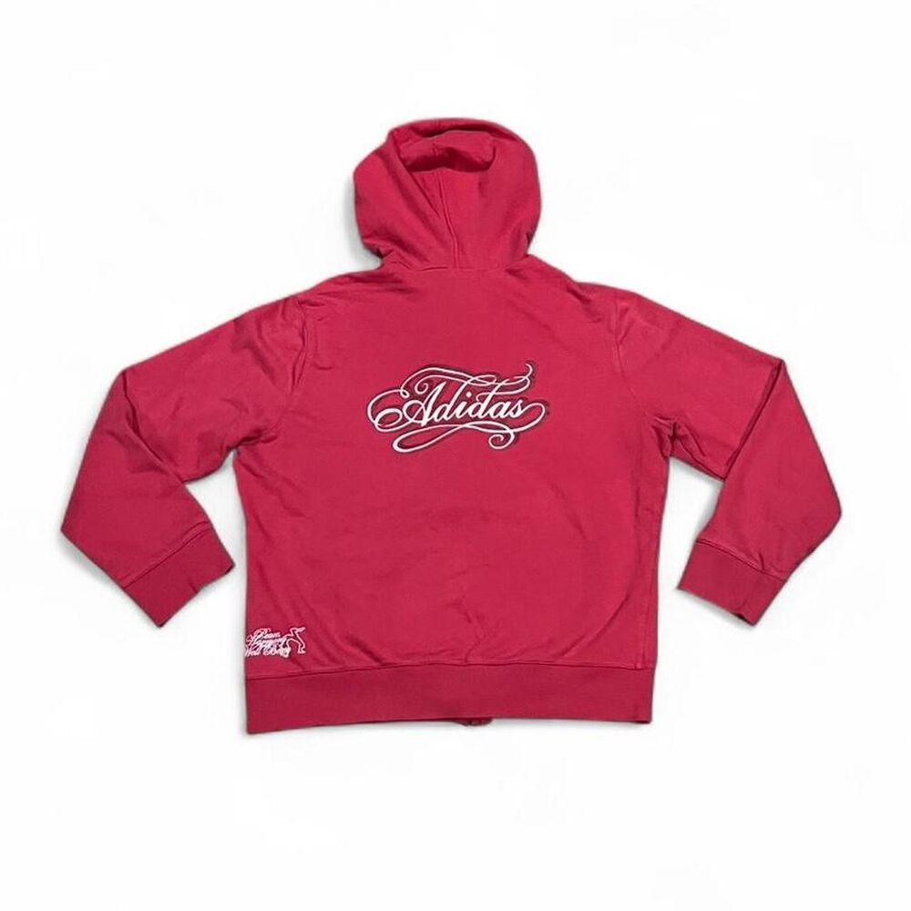 Adidas Women's Red and Pink Hoodie
